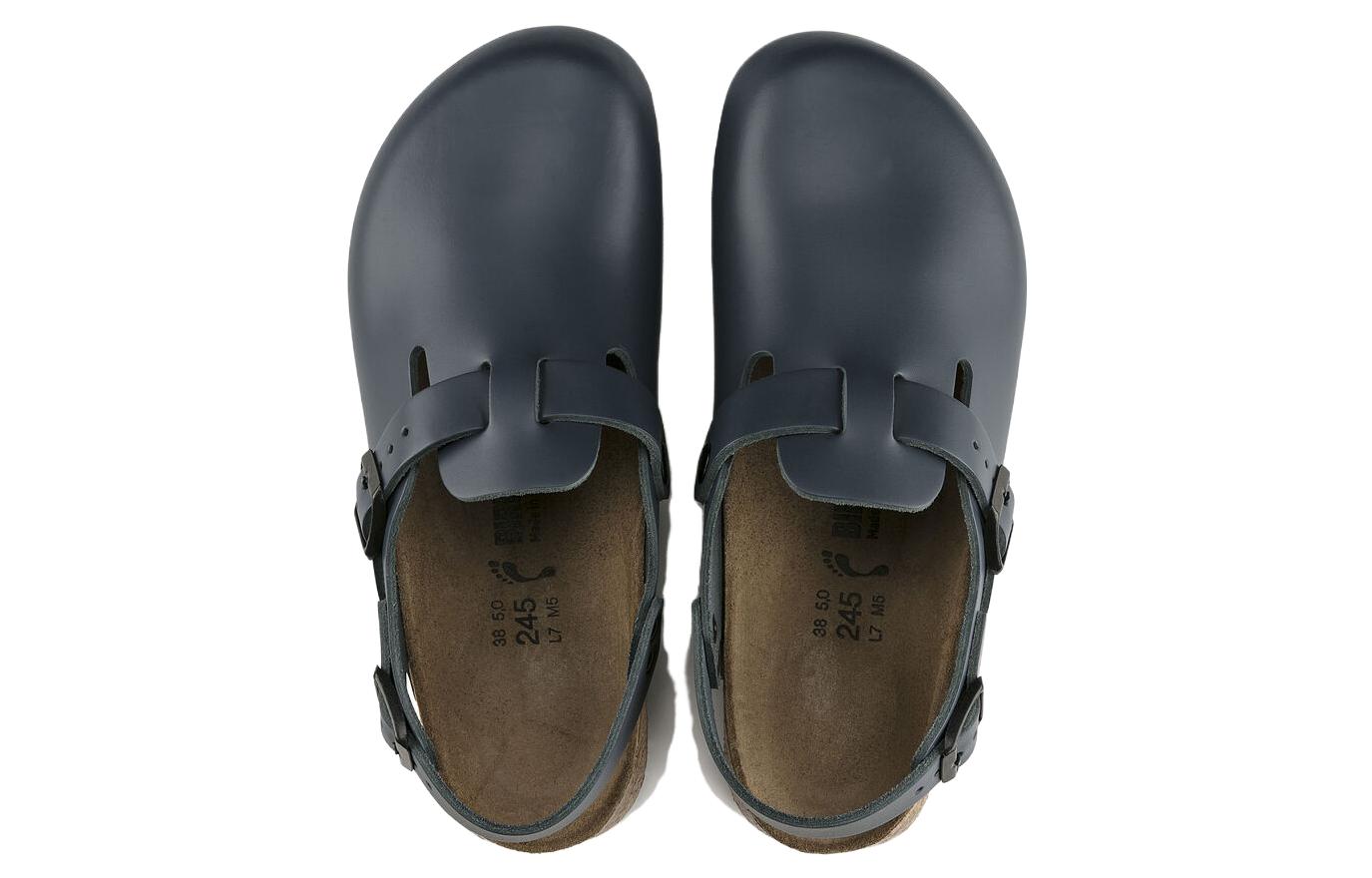 Shop Birkenstock Comfort Leather Round Toe Buckle Sandals 'Blue Narrow Edition' 0061156