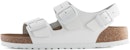 Sandal Hujung Bulat Kulit Comfort Birkenstock 'Classic Buckle White' 1024988