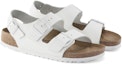 Lookbook Sandal Hujung Bulat Kulit Comfort Birkenstock 'Classic Buckle White' 1024988