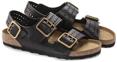 Lookbook Birkenstock 皮革 舒適圓頭厚底百搭透氣 沙灘涼鞋 男款 黑色 常規版