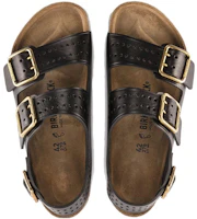 Shop Birkenstock 皮革 舒適圓頭厚底百搭透氣 沙灘涼鞋 男款 黑色 常規版