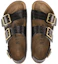 Shop Birkenstock Comfort Leather Round Toe Thick Sole Sandal 'Black Regular Edition' 1023622