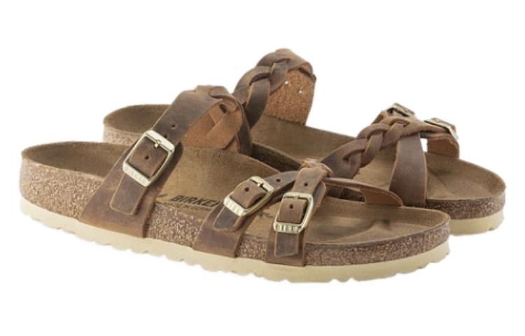 Lookbook Sandal Birkenstock Franca Kulit Alami Kepang Fit Sempit 'Cognac' 1024135