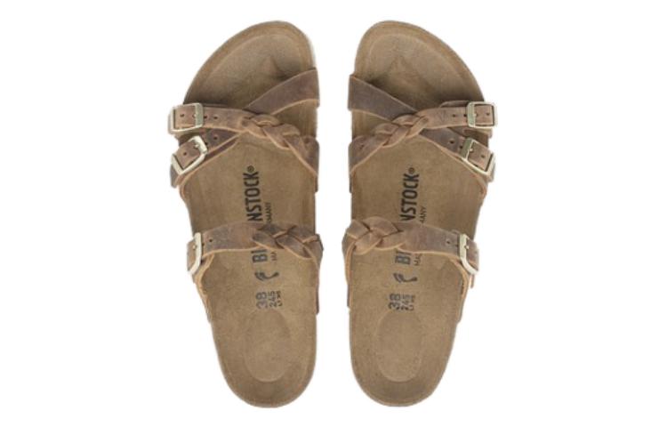 Shop Birkenstock Franca Braided Natural Leather Oiled Narrow Fit Sandals 'Cognac' 1024135