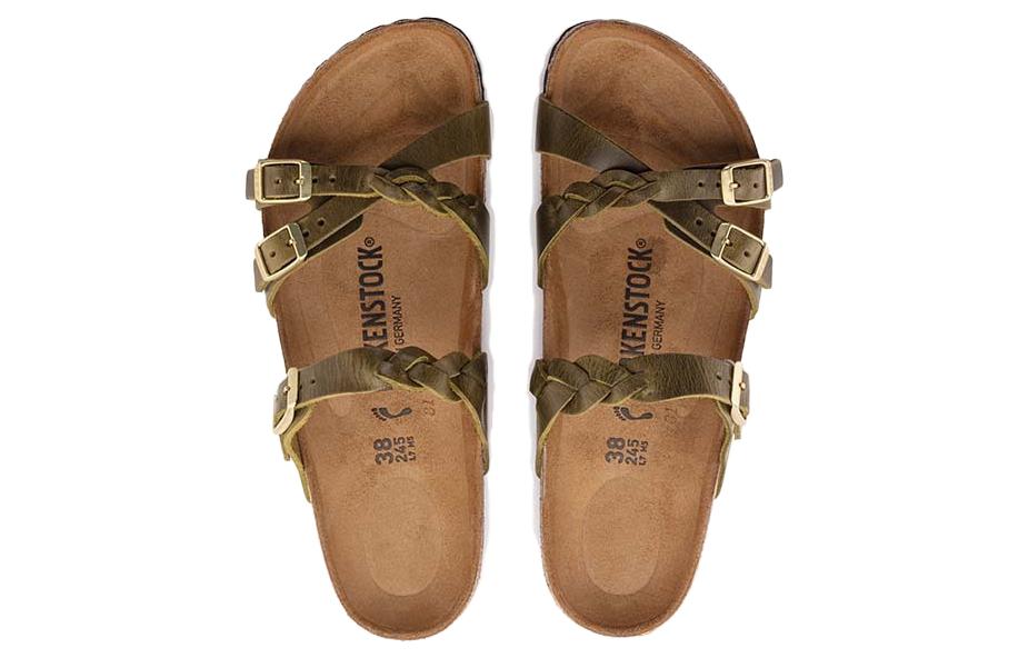 Shop Sandalias Birkenstock Franca Cuero Aceitado Talla Estrecha 'Verde Oliva' 1024059