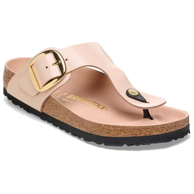 Birkenstock Gizeh Big Buckle Natural Leather Patent Narrow Fit Sandals 'High Shine New Beige' 圖 3