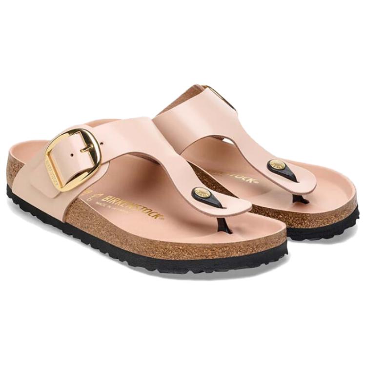 Birkenstock Gizeh Big Buckle Natural Leather Patent Narrow Fit Sandals 'High Shine New Beige' 圖 4