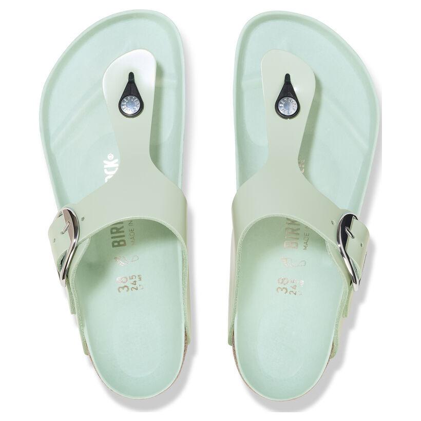 Birkenstock Gizeh Big Buckle Natural Leather Patent Narrow Fit Sandals 'High Shine Surf Green' 圖 4