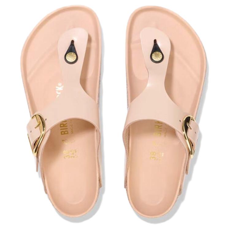 Birkenstock Gizeh Big Buckle Natural Leather Patent Narrow Fit Sandals 'High Shine New Beige' 圖 5