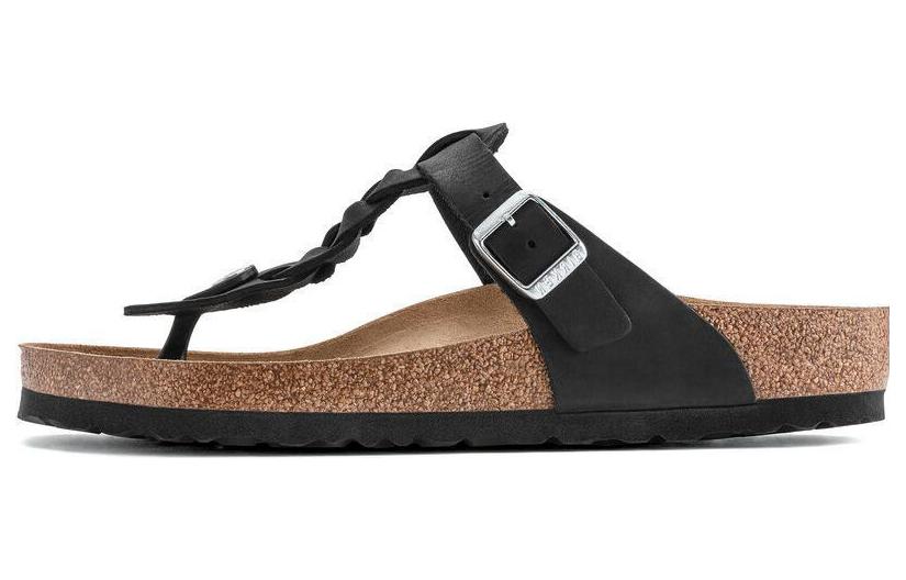 Birkenstock Gizeh Braided Oiled Leather &#x27;Black&#x27; 1021349