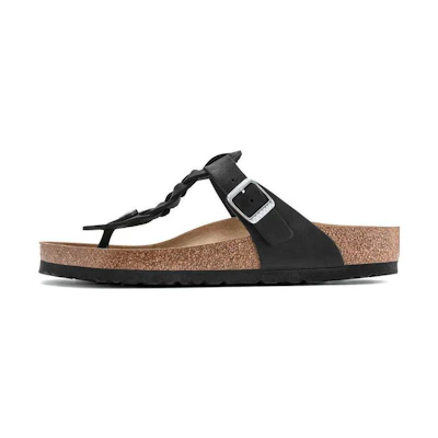 Birkenstock Gizeh Braided Oiled Leather 'Black'