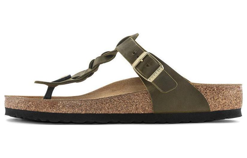 Buy Sandalias Birkenstock Gizeh Trenzadas Cuero Aceitado Ajuste Estrecho 'Verde Oliva' 1024069