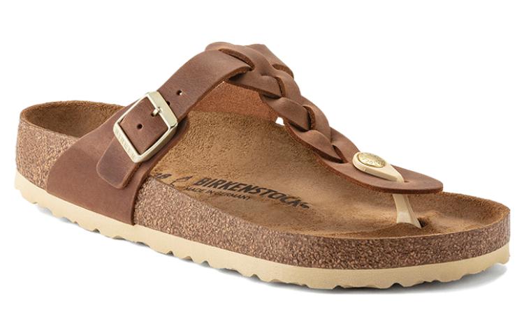 Birkenstock Gizeh Braided Waxy Leather Narrow Fit Sandals 'Cognac' 圖 2