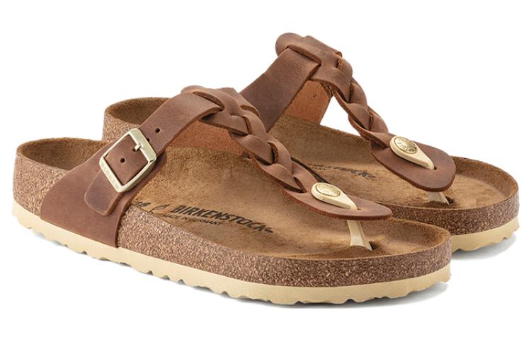 Birkenstock Gizeh Braided Waxy Leather Narrow Fit Sandals 'Cognac' 圖 3