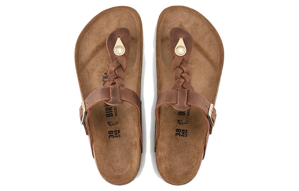 Birkenstock Gizeh Braided Waxy Leather Narrow Fit Sandals 'Cognac' 圖 4