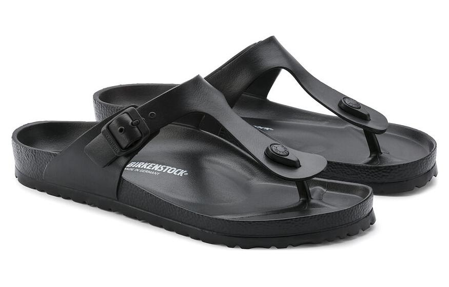 Lookbook Birkenstock EVA 舒適圓頭百搭軟底搭扣 人字拖鞋 男女款 黑色