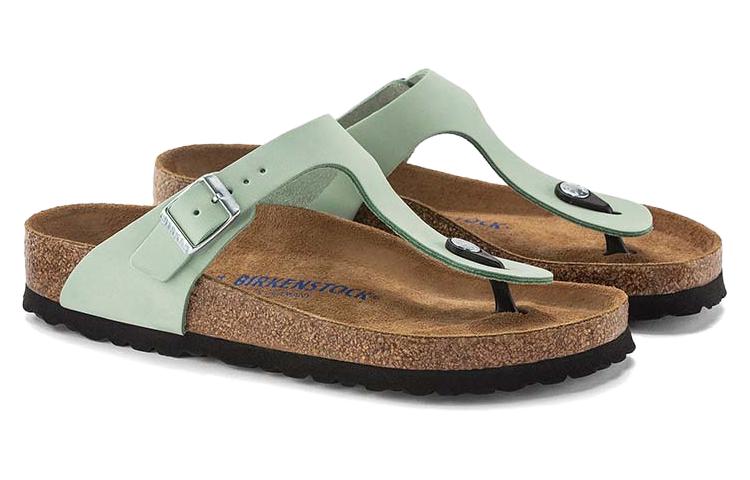 Birkenstock Gizeh Soft Footbed Nubuk Leather Narrow Fit Sandals 'Matcha' 圖 4