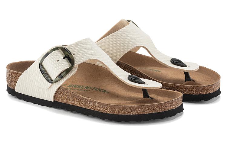 Birkenstock Gizeh Vegan Big Buckle Textile Narrow Fit Sandals 'Eggshell' 圖 3