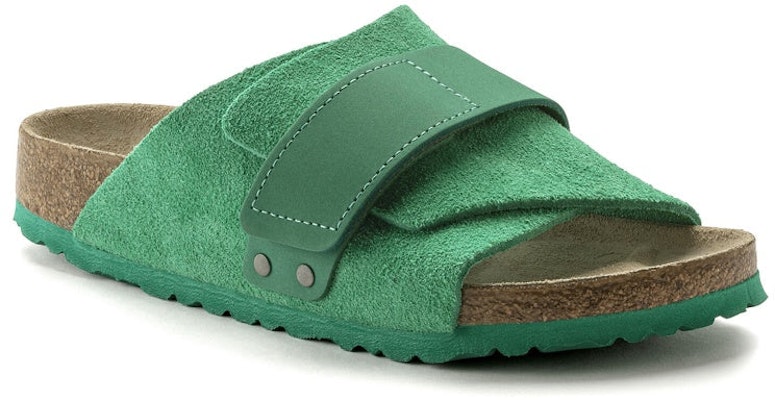Birkenstock 牛反絨 單扣軟木 時尚涼拖 男女同款 綠色 窄版 Lookbook Birkenstock 牛反絨 單扣軟木 時尚涼拖 男女同款 綠色 窄版