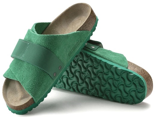 Birkenstock 牛反絨 單扣軟木 時尚涼拖 男女同款 綠色 窄版 Purchase Birkenstock 牛反絨 單扣軟木 時尚涼拖 男女同款 綠色 窄版