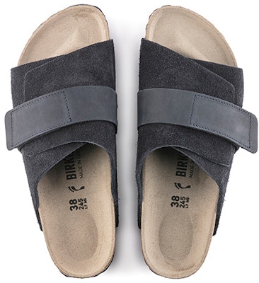 Birkenstock 京都 牛皮絨面革單扣 時尚涼拖 男女同款 藍色 窄版 Purchase Birkenstock 京都 牛皮絨面革單扣 時尚涼拖 男女同款 藍色 窄版