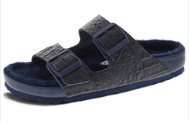 Birkenstock Leather Slides 'Crocodile Navy' 1013835 Buy Birkenstock Leather Slides 'Crocodile Navy' 1013835