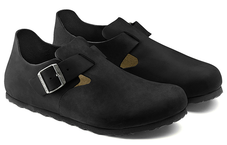 Shop Birkenstock London Oiled Leather ''Zwart'' 166541