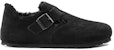 Birkenstock London Shearling Suede Kulit Narrow Fit Sandal 'Hitam' 1014961