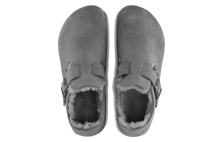 Shop Birkenstock London Shearling Suede Leather 'Whale Grey' 1020581