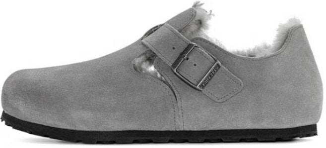Birkenstock London Kulit Suede Shearling Fit Sempit 'Whale Grey' 1020568 Buy Birkenstock London Kulit Suede Shearling Fit Sempit 'Whale Grey' 1020568