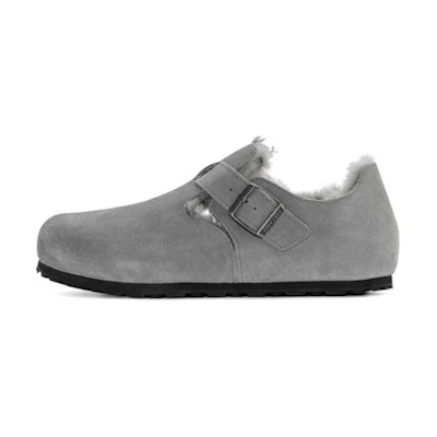 Birkenstock London Shearling Suede Leather Narrow Fit 'Whale Grey'