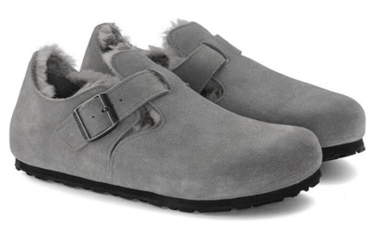 Lookbook Birkenstock London Shearling Suede Leather Narrow Fit 'Whale Grey' 1020568