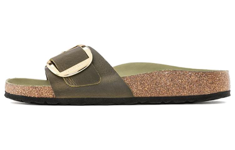Birkenstock Madrid Big Buckle Natural Leather Oiled Narrow Fit Sandals 'Olive and Green'