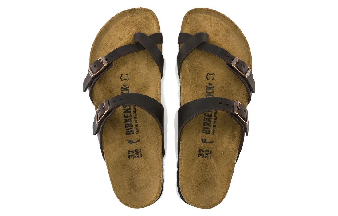 Order Birkenstock 皮革時尚舒適一字拖鞋 男女同款 棕色 常規