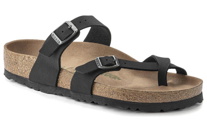 Order Birkenstock 真皮 柔軟舒適厚底 時尚拖鞋 男女同款 黑色 窄版