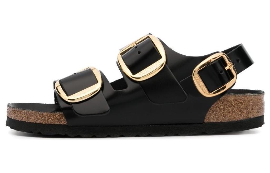 Birkenstock Milano Big Buckle Natural Patent Leather Narrow 'Black' 1024211