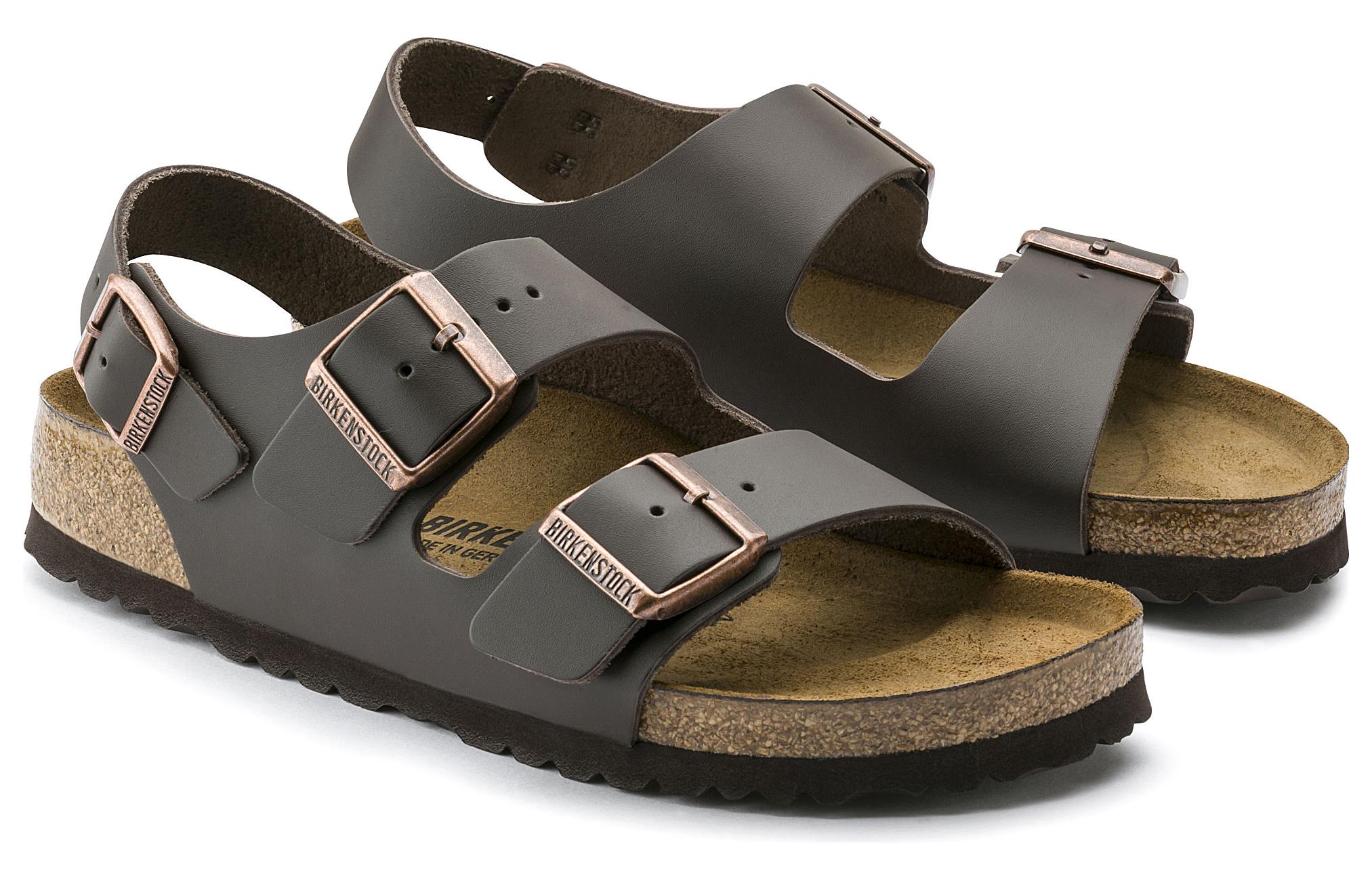 Lookbook Birkenstock Milano Kulit Asli Fit Sempit 'Coklat Tua' 0034103