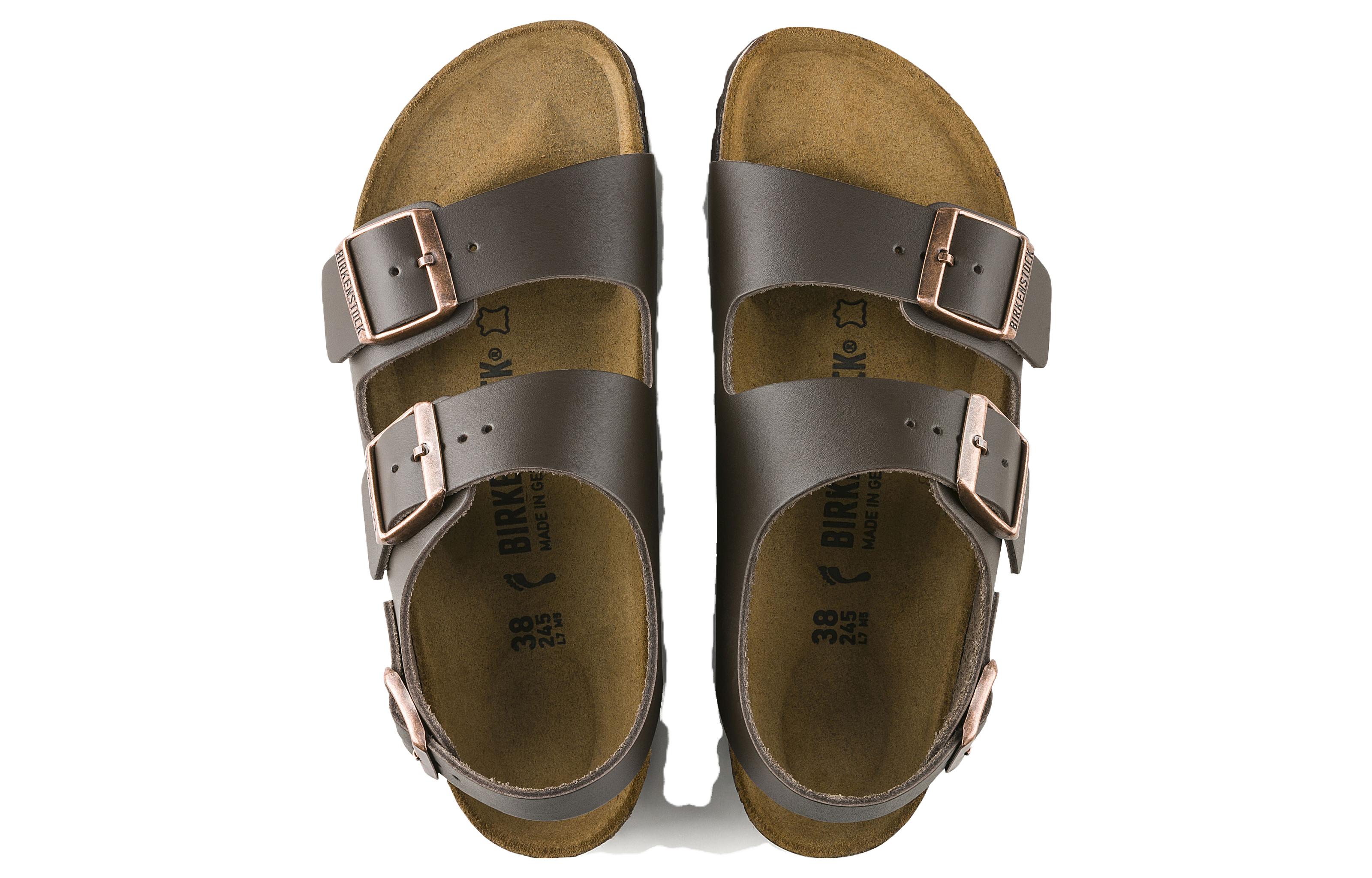 Shop Birkenstock Milano Kulit Asli Fit Sempit 'Coklat Tua' 0034103