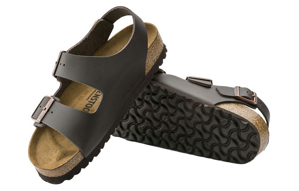 Purchase Birkenstock Milano Kulit Asli Fit Sempit 'Coklat Tua' 0034103