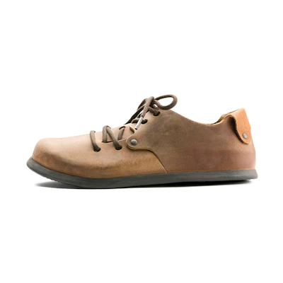Birkenstock Montana Series Cowhide Low Top Casual Flat Shoes Unisex Brown Ordinary Version