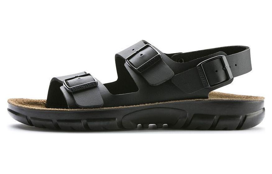 Birkenstock PU Sandal 'Comfort Round Toe Staple Thick Sole Black' 0500781