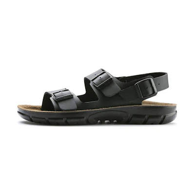 Birkenstock PU Sandal 'CMFT Round Toe Staple Thick Sole Black'