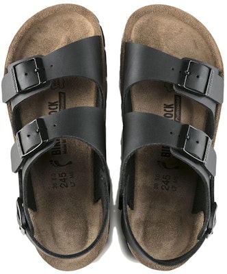 Birkenstock PU 舒適圓頭百搭厚底扣子 沙灘涼鞋 男款 黑色 常規版 Shop Birkenstock PU 舒適圓頭百搭厚底扣子 沙灘涼鞋 男款 黑色 常規版