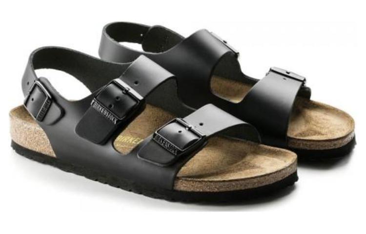Order Birkenstock 皮革 柔軟舒適厚底搭扣 沙灘涼鞋 男款 黑色 常規版