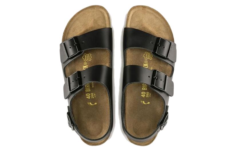 Lookbook Birkenstock 皮革 柔軟舒適厚底搭扣 沙灘涼鞋 男款 黑色 常規版