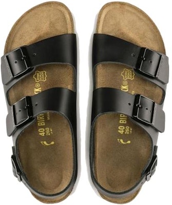 Birkenstock 皮革 柔軟舒適厚底搭扣 沙灘涼鞋 男款 黑色 常規版 Lookbook Birkenstock 皮革 柔軟舒適厚底搭扣 沙灘涼鞋 男款 黑色 常規版
