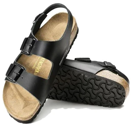 Birkenstock 皮革 柔軟舒適厚底搭扣 沙灘涼鞋 男款 黑色 常規版 Shop Birkenstock 皮革 柔軟舒適厚底搭扣 沙灘涼鞋 男款 黑色 常規版