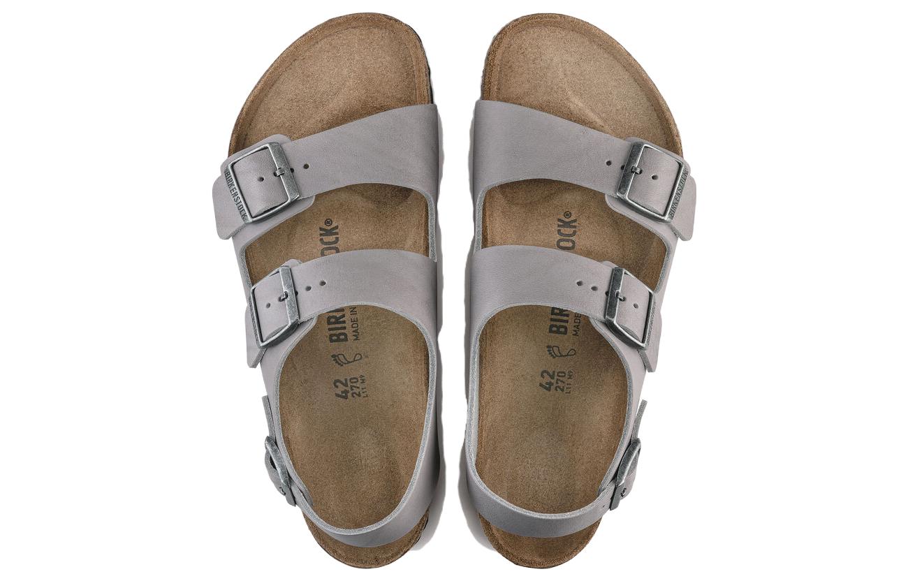 Shop Birkenstock 皮革 舒適圓頭 百搭通勤厚底 沙灘涼鞋 男款 石灰 窄版
