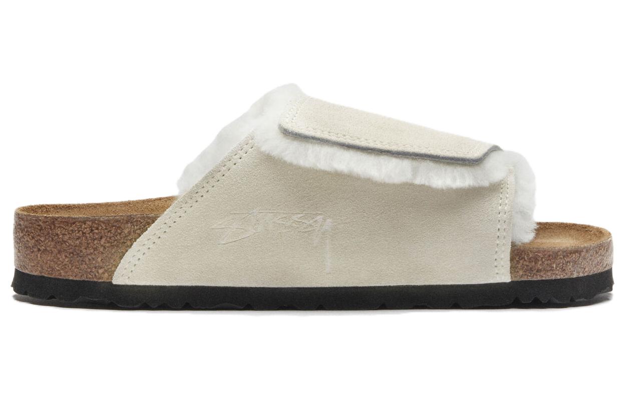 Lookbook Birkenstock Solana Shearling Slide Stussy Bone Pantoffeln Damen/Herren 1027679