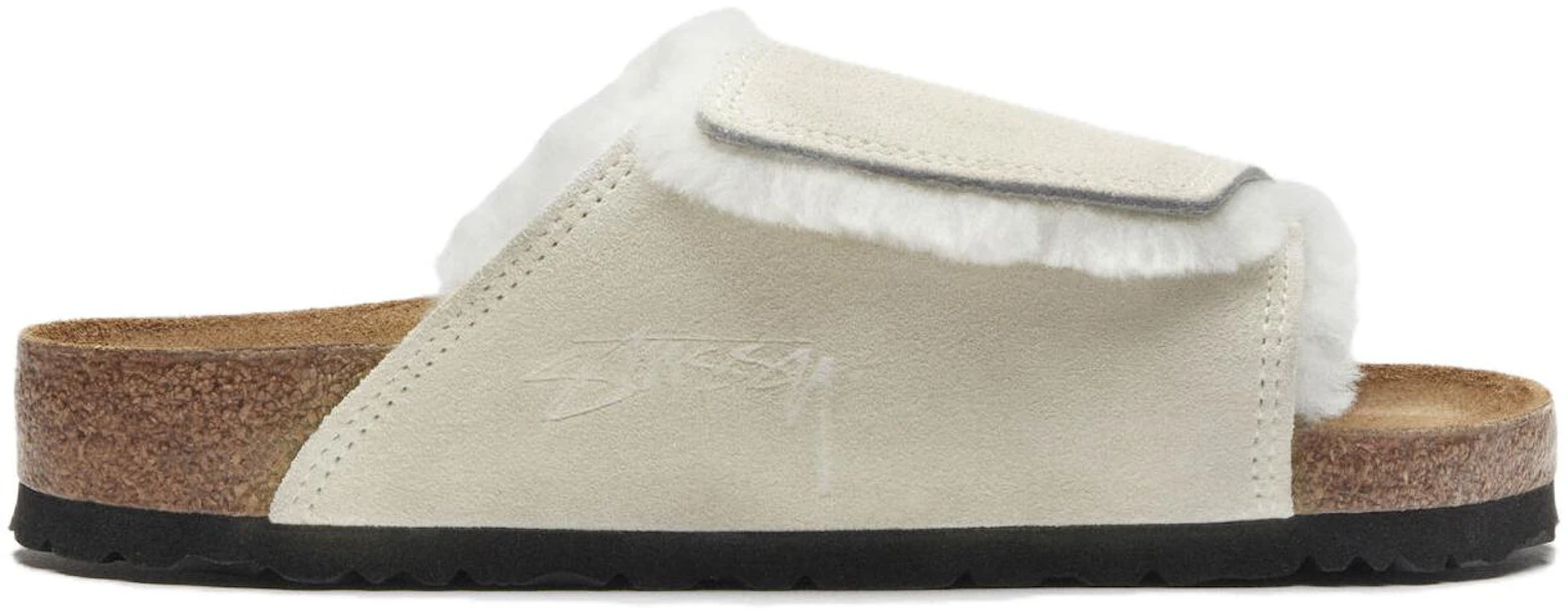 Birkenstock Solana Shearling Slide Stussy Bone Pantoffeln Damen/Herren 1027679 Lookbook Birkenstock Solana Shearling Slide Stussy Bone Pantoffeln Damen/Herren 1027679